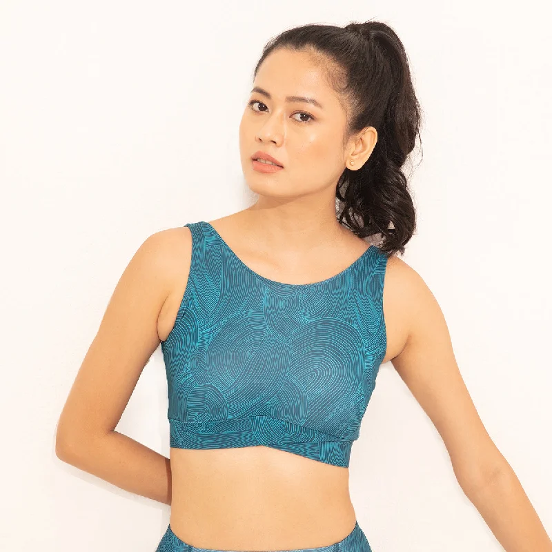 On-Trend Sports Bra With Criss-Cross Back-NYK218-Swirl Deep Teal