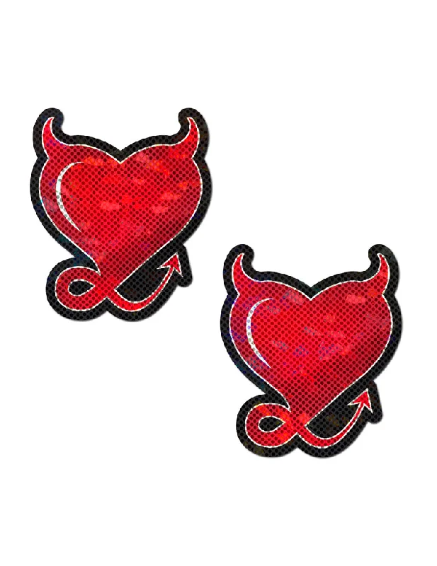 Pastease DHRT Red Glitter Hearts with Devil Nipple Covers