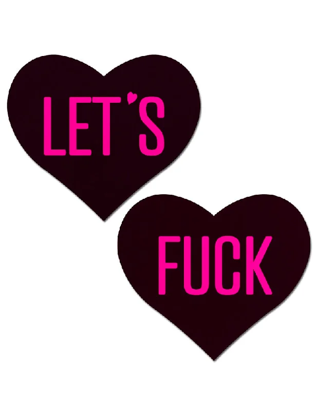 Pastease HRT-FUK "Let's Fuck" Black Heart Nipple Covers