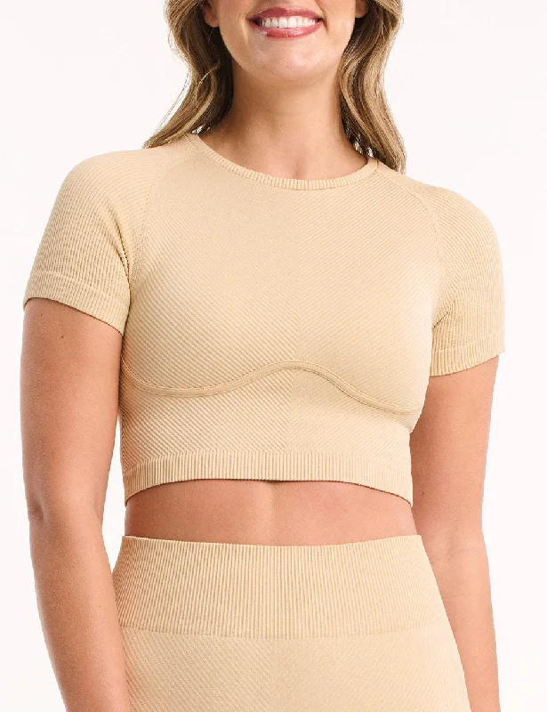 Rib Raglan Tee - Tan