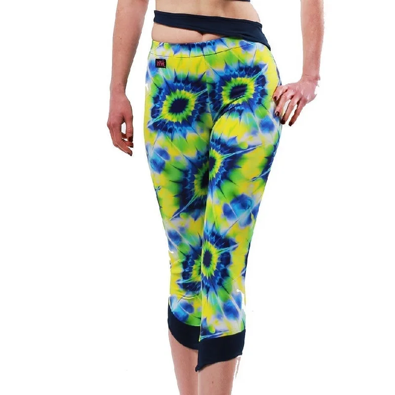 Siren Print Cropped Leggings - Multi Glow / Navy