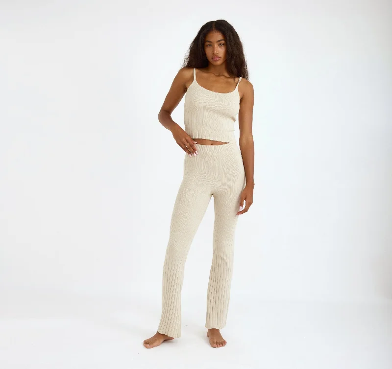 Soft Knit Rib Flare Pants