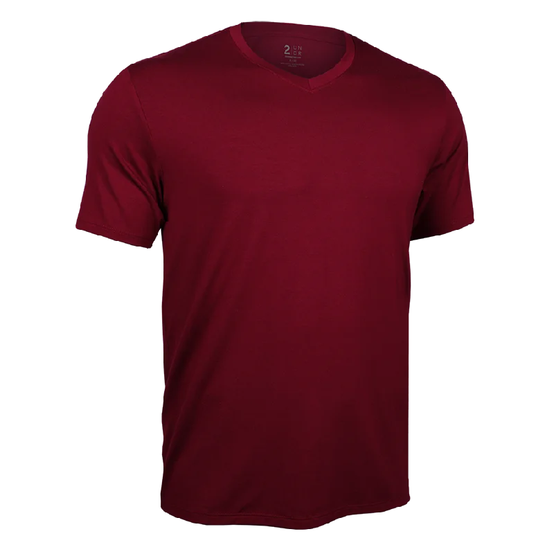 Men’s long-sleeve t-shirts-Luxury V Neck Tee - Merlot