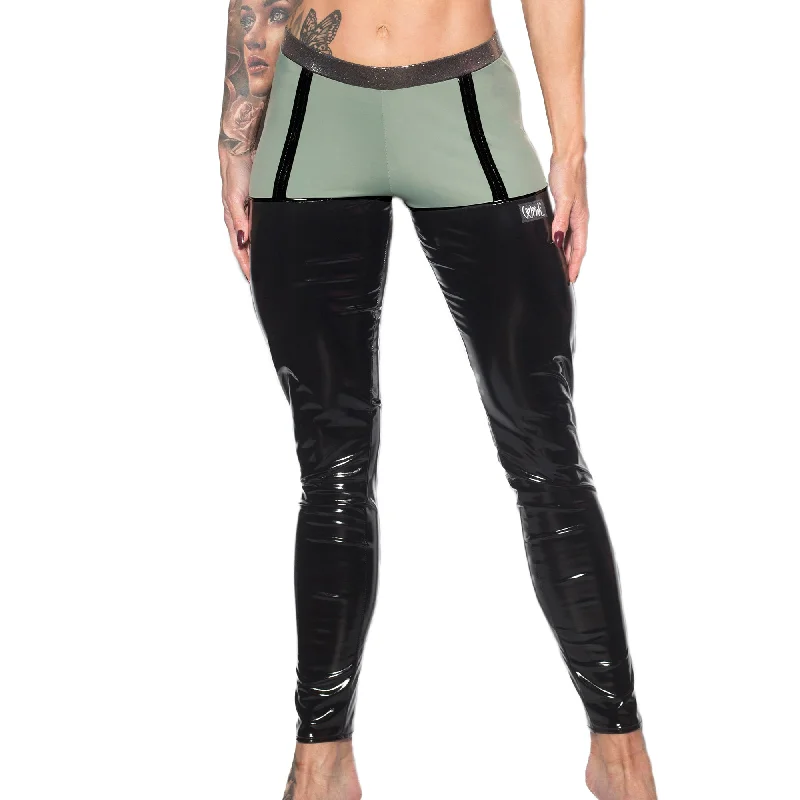 Valencia Eco Grip Suspender Leggings - Wetlook Grip / Olive