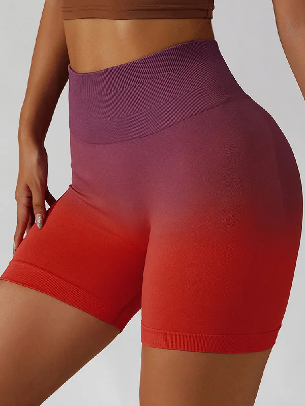 Women High Waist Workout Yoga Gym Gradient Ramp Seamless Cycling Shorts