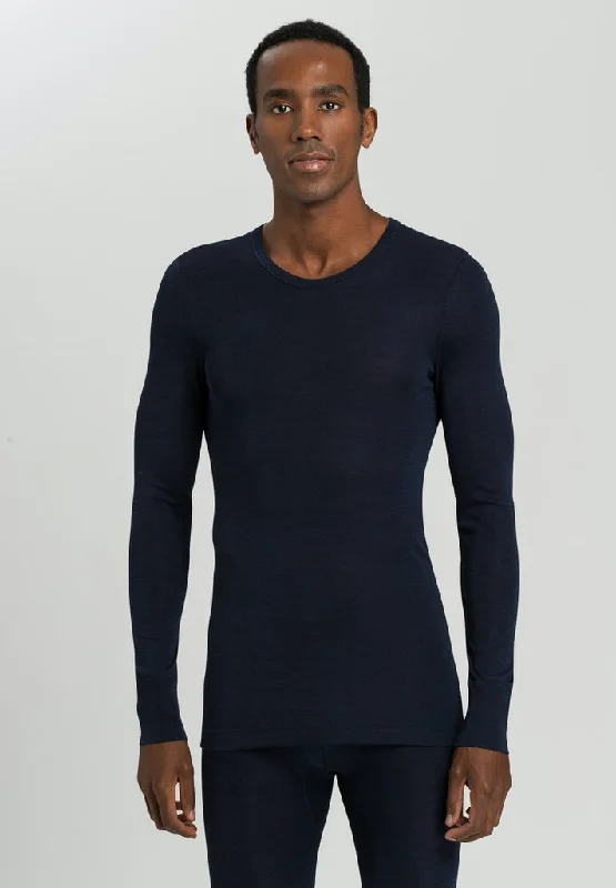 Men’s lightweight cotton t-shirts-Woolen Silk - Long-Sleeved Top